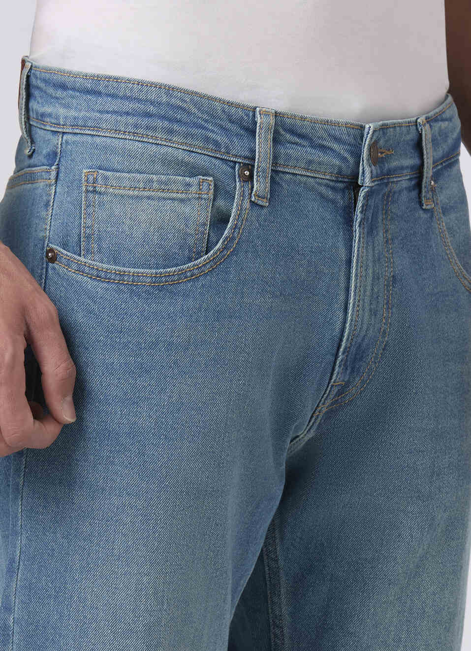 Men Blue Mid Rise Straight Fit Jeans, , large image number 4