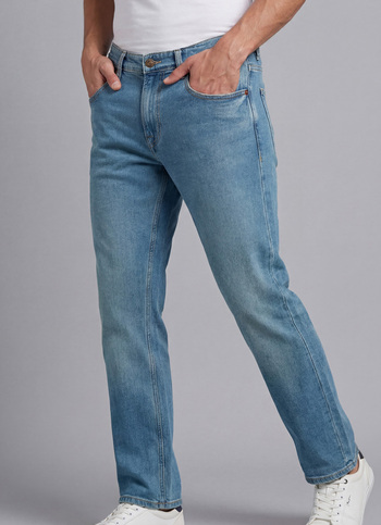 Men Blue Mid Rise Straight Fit Jeans