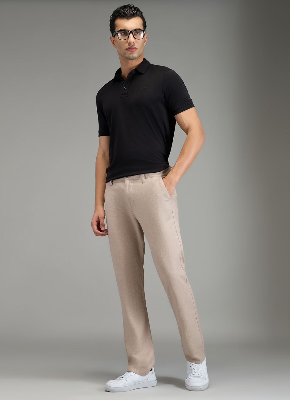 Men Beige Mid Rise Chinos Pants, , large image number 1