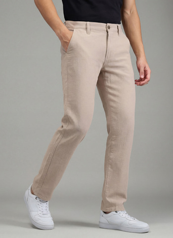 Men Beige Mid Rise Chinos Pants