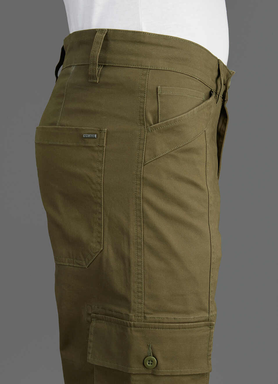 Men Olive Green Mid Rise Straight Fit Cargo Pants, , large image number 4