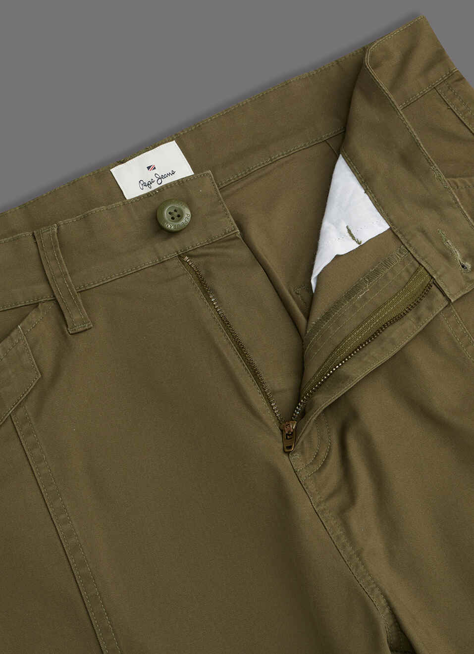 Men Olive Green Mid Rise Straight Fit Cargo Pants, , large image number 6