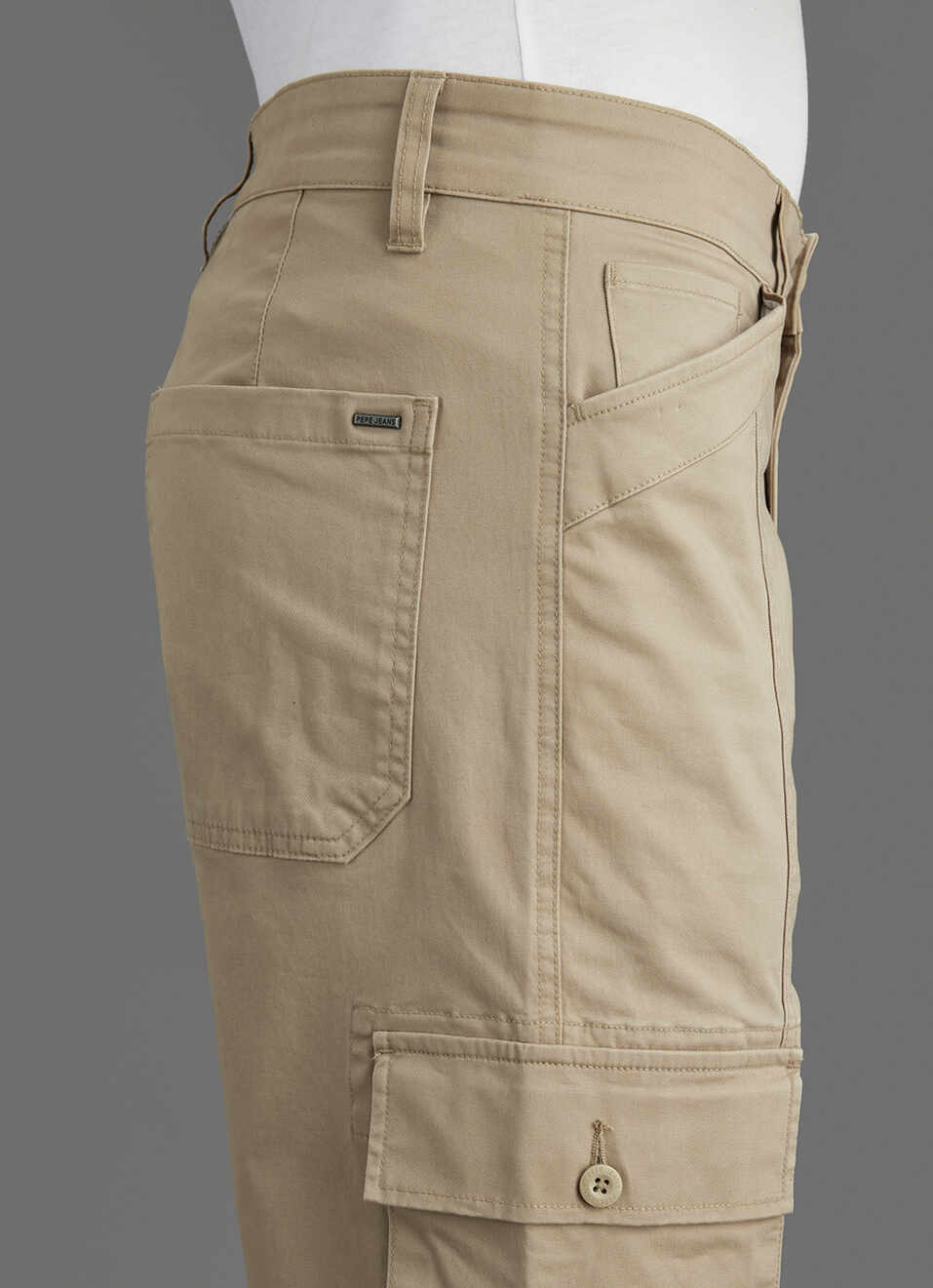 Men Khaki Beige Mid Rise Straight Fit Cargo Pants, , large image number 4