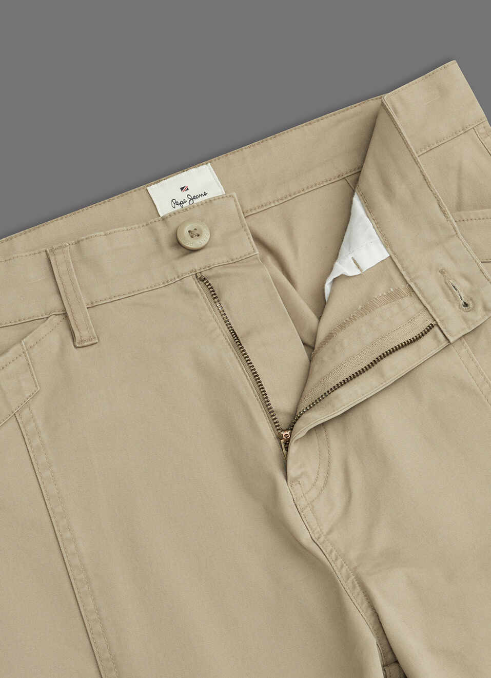 Men Khaki Beige Mid Rise Straight Fit Cargo Pants, , large image number 6