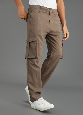 Men Brown Mid-rise Straight Fit Cargo Pants