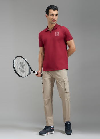 Men Khaki Beige Mid Rise Straight Fit Cargo Pants