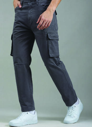 Men Dark Grey Stretchable Cargo Pants