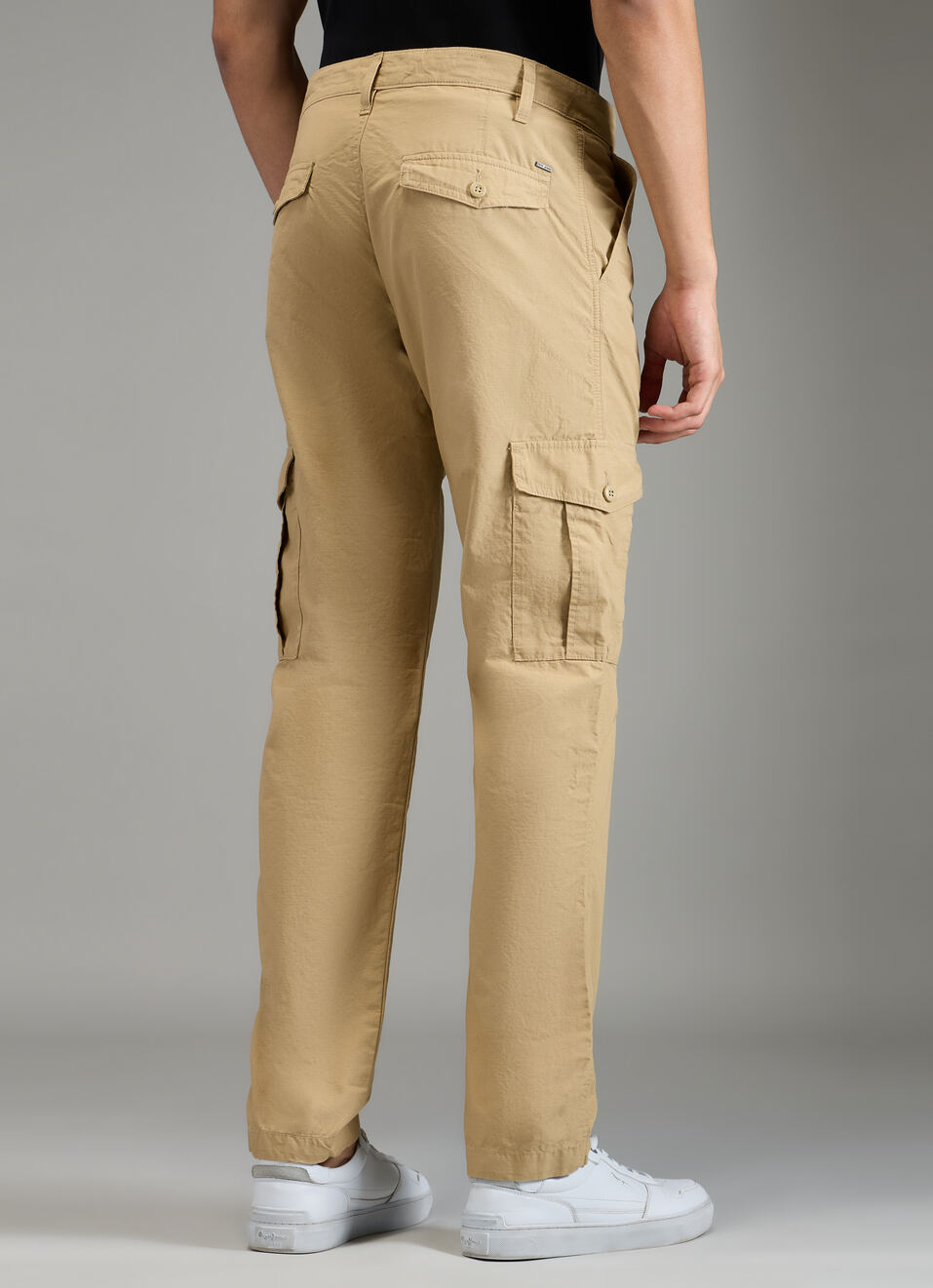 Men Khaki Beige Mid Rise Straight Fit Cargo Pants, , large image number 2