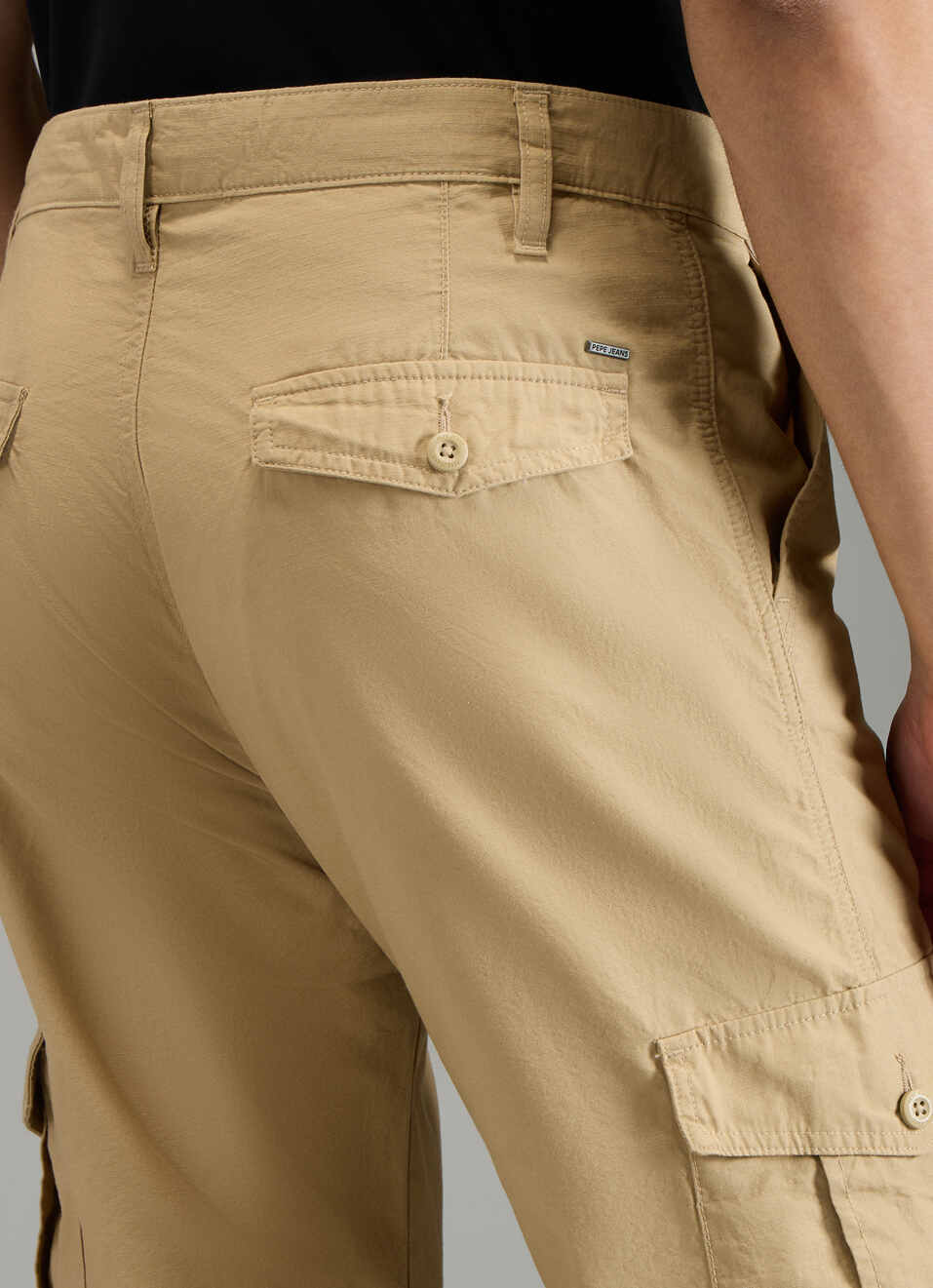 Men Khaki Beige Mid Rise Straight Fit Cargo Pants, , large image number 5