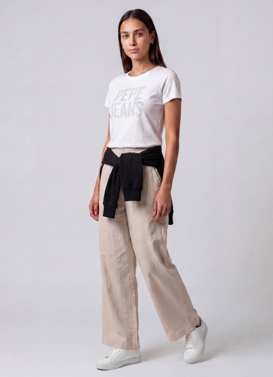 Women Natural Beige Wide Leg Solid Casual Pants, , large image number 6