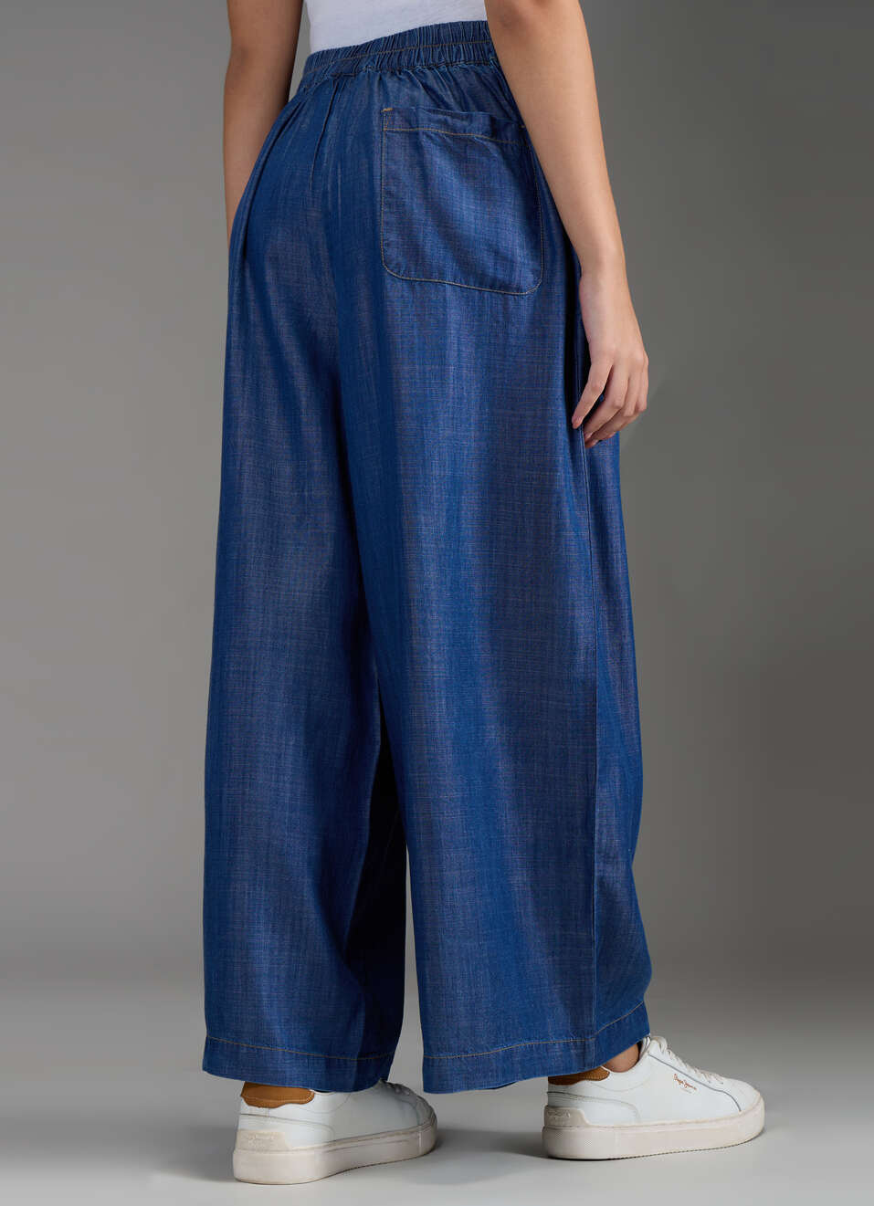 Women Blue Dark Used Wide Leg High Rise Pants, , large image number 3