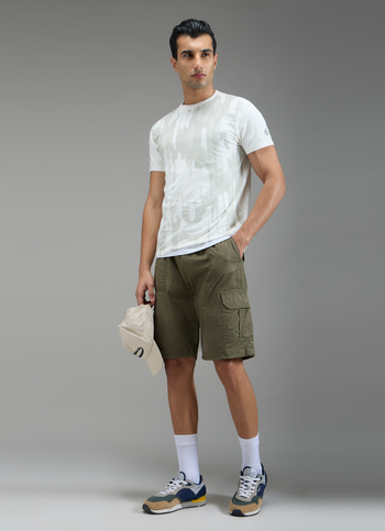 Men Olive Green Relaxed Fit Cargo Shorts