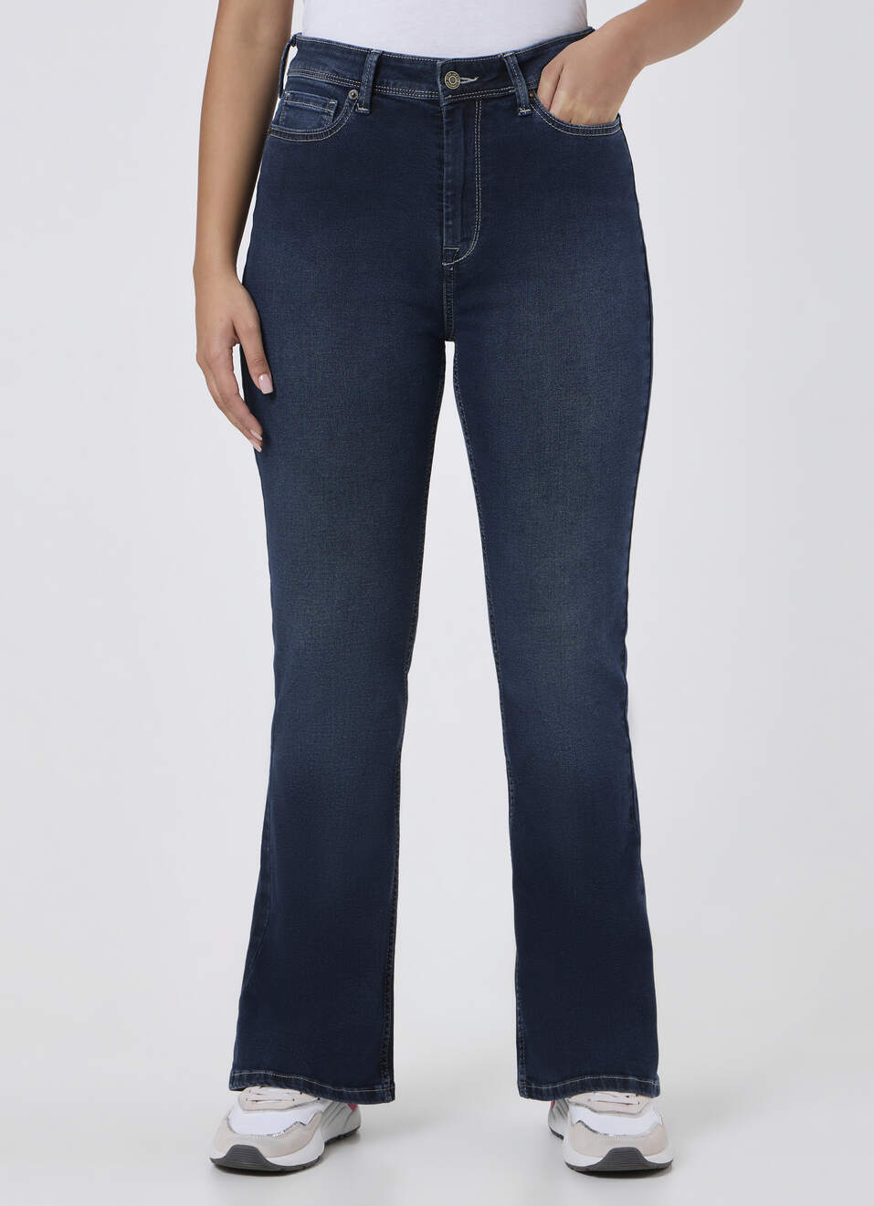 Women Dark Used Flared Jeans, , large image number 1