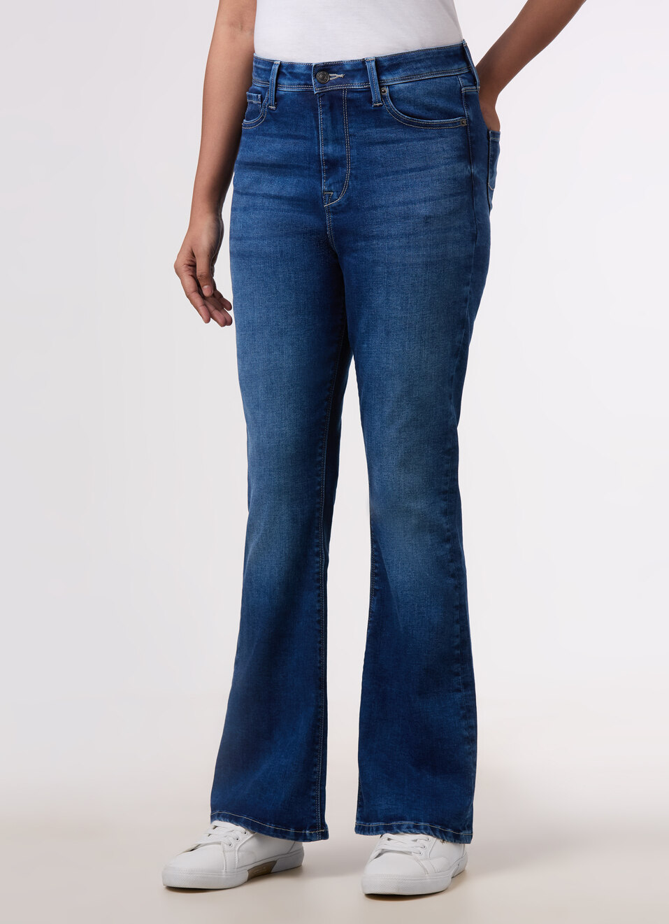 Women Blue High Rise Flared Stretchable Jeans, , large image number 3