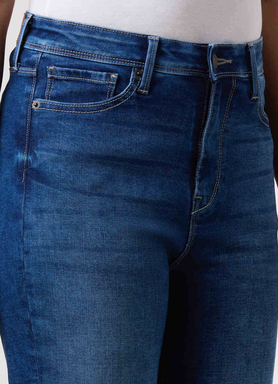 Women Blue High Rise Flared Stretchable Jeans, , large image number 4