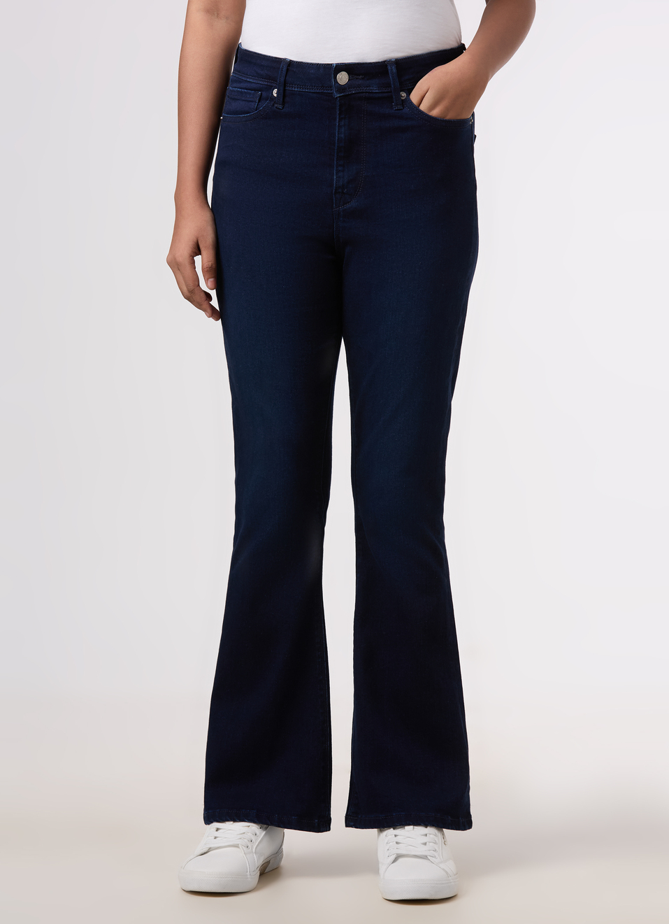 Women Blue High Rise Flared Stretchable Jeans, , large image number 1