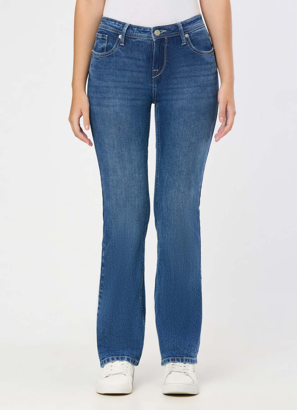 Women Blue Mid Rise Flared Jeans, , large image number 1