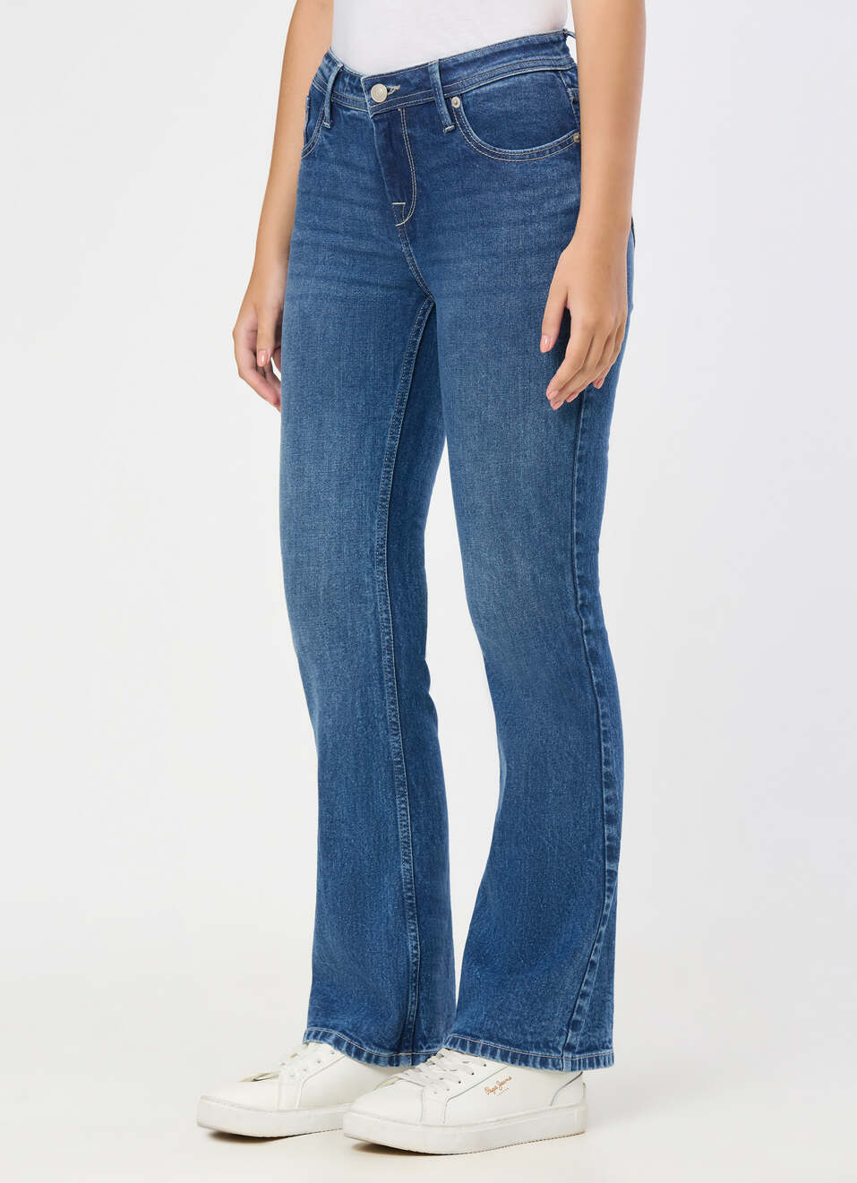 Women Blue Mid Rise Flared Jeans, , large image number 3