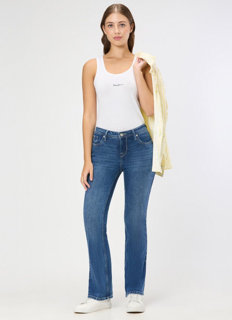 Women Blue Mid Rise Flared Jeans, , large image number 0