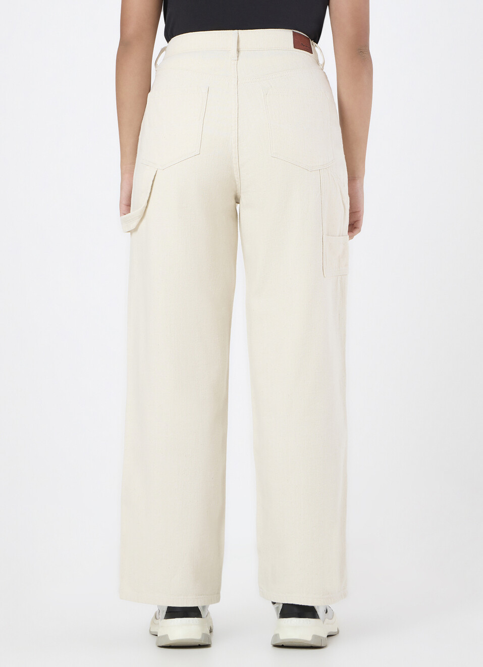 Women Ecru Cargo Straight Jeans, , large image number 2