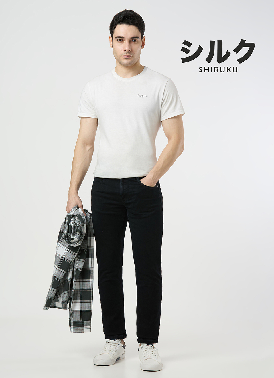 Men Black Mid Rise Straight Fit Textured Jeans, , large image number 1