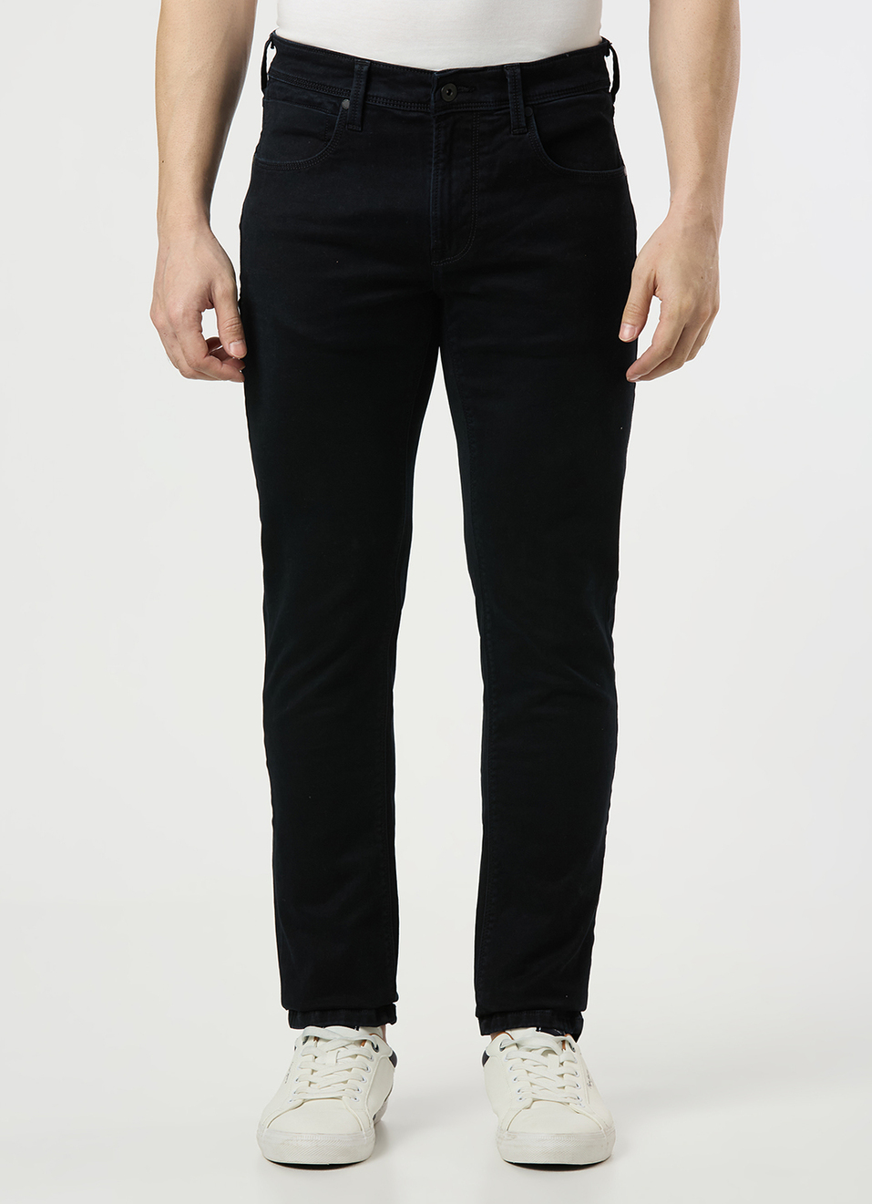 Men Black Mid Rise Straight Fit Textured Jeans, , large image number 2