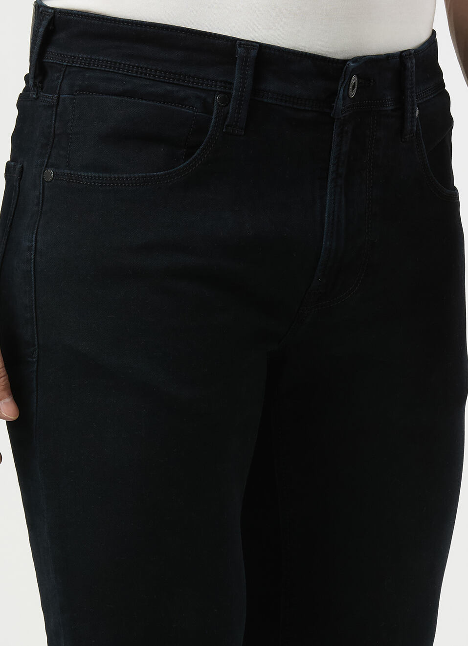 Men Black Mid Rise Straight Fit Textured Jeans, , large image number 4