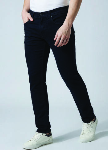 Men Black Mid Rise Straight Fit Textured Jeans