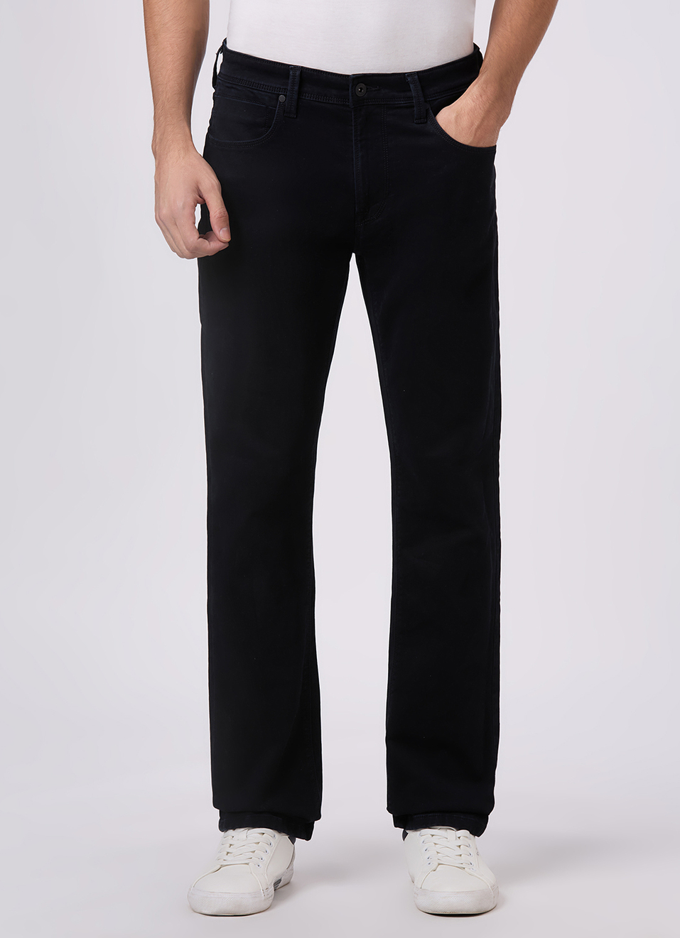 Men Black Mid Rise Slim Fit Textured Jeans, , large image number 2