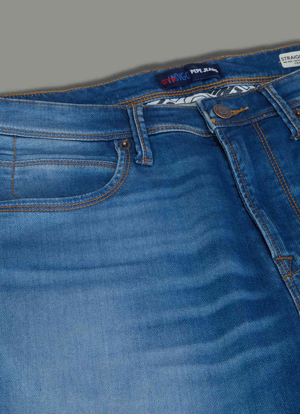 Men Blue Medium Used Straight Fit Mid Rise Stretchable Jeans, , large image number 5