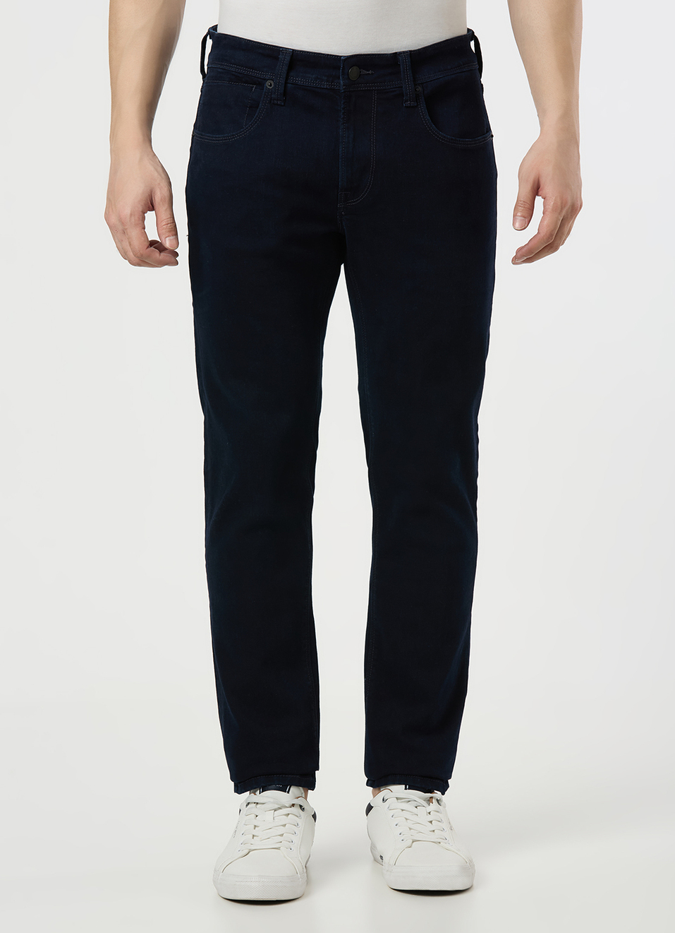 Men Blue Mid Rise Slim Fit Textured Jeans, , large image number 2