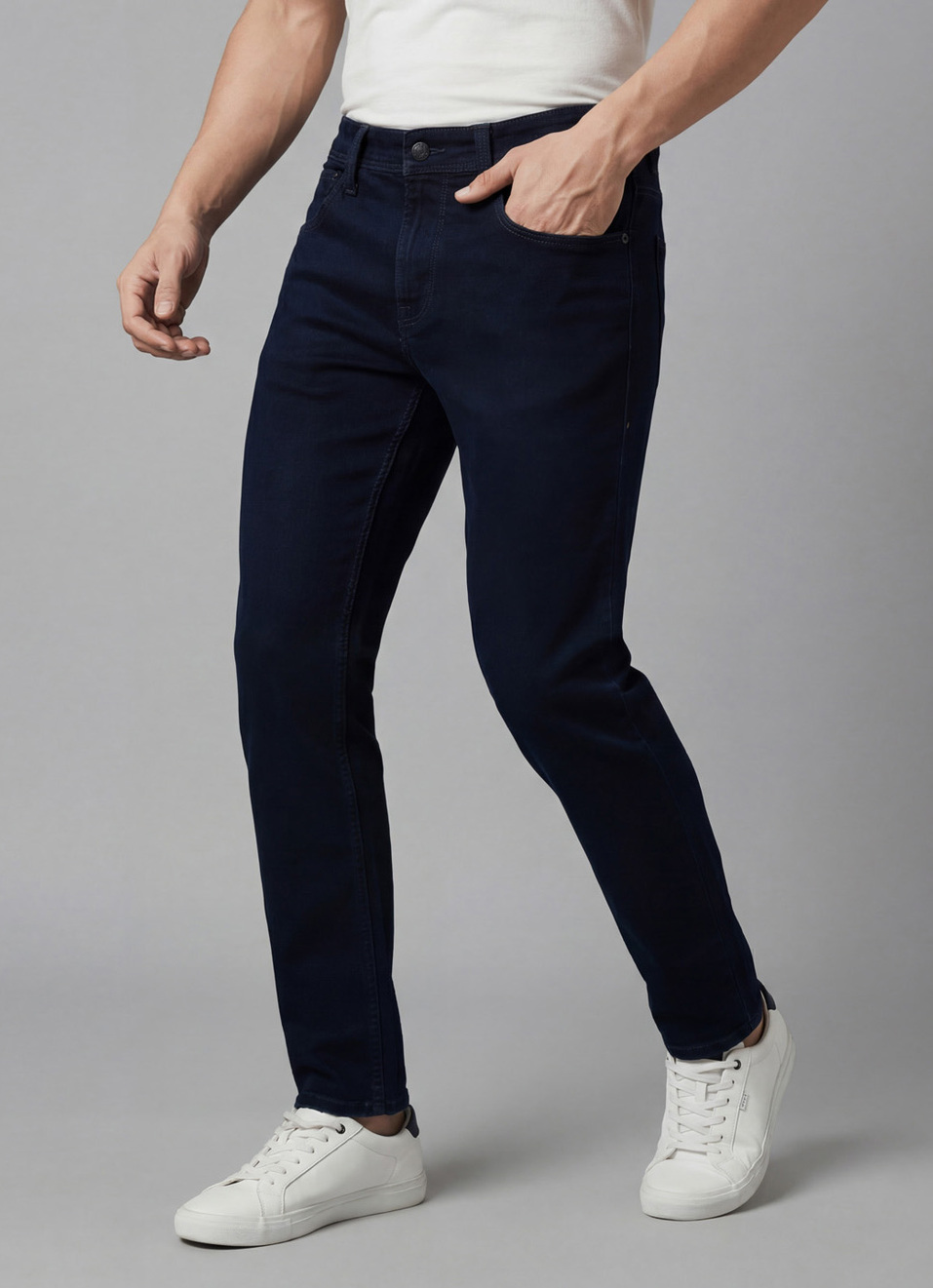 Men Blue Mid Rise Slim Fit Textured Jeans, , large image number 0