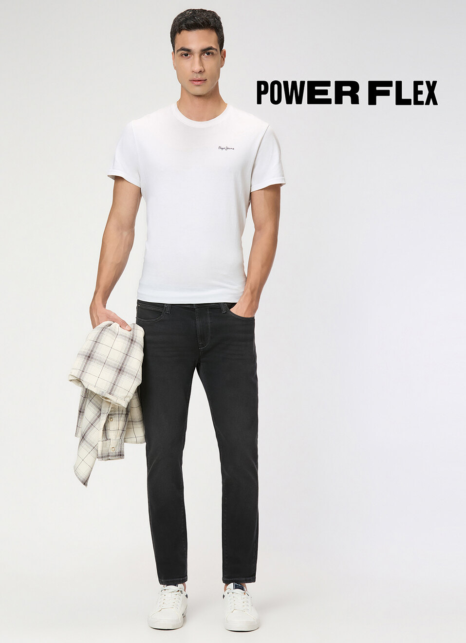 Men Black Mid Rise Skinny Fit All Clima Jeans, , large image number 1