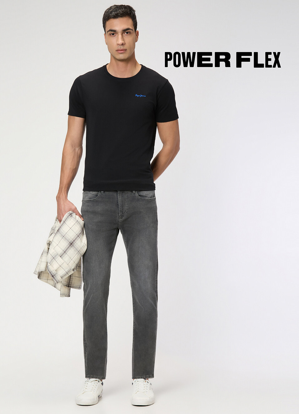 Men Grey Low Rise Slim Fit Powerflex Jeans, , large image number 1