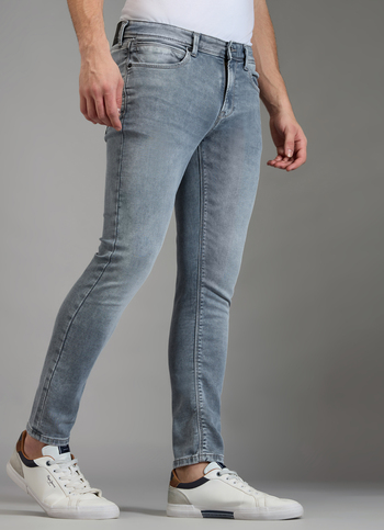 Men Grey Skinny Fit Mid Rise Stretchable Jeans