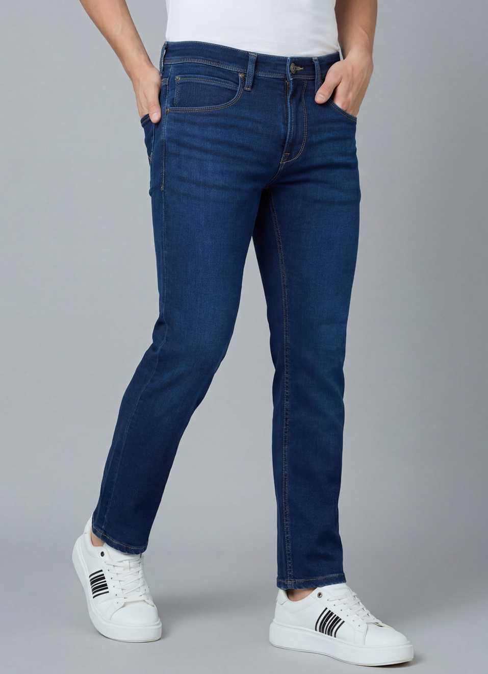 Men Blue Slim Fit Mid Rise Stretchable Jeans, , large image number 0