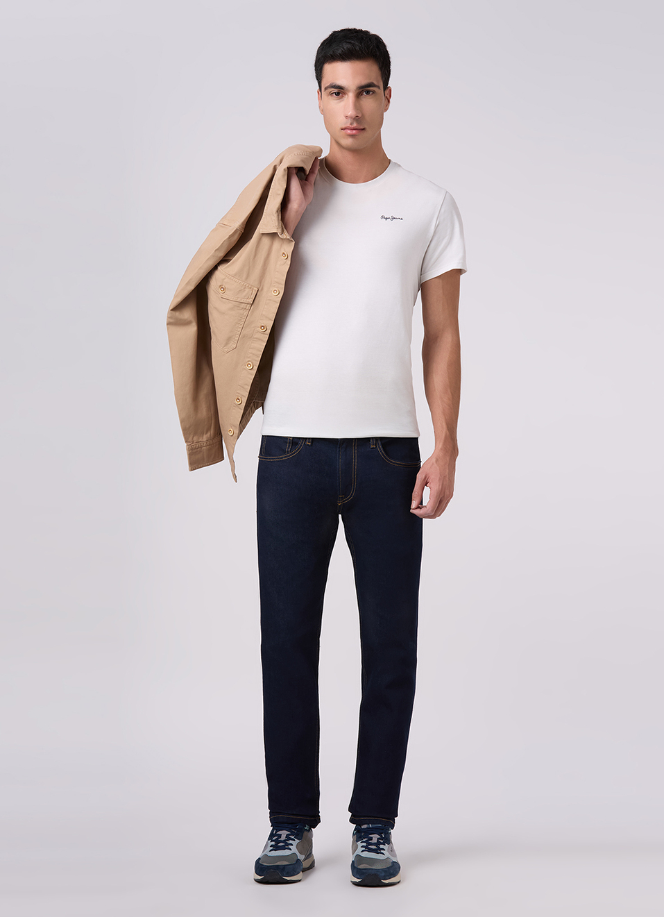 Men Blue Mid Rise Slim Fit Textured Jeans, , large image number 1