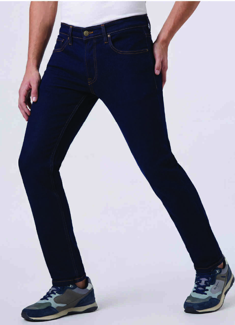 Men Blue Mid Rise Slim Fit Textured Jeans, , large image number 0