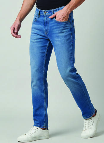 Men Blue Mid Rise Straight Fit All Clima Jeans