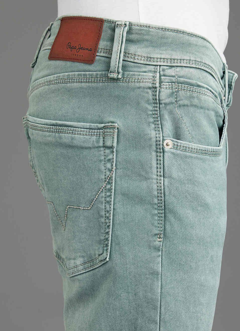 Men Sage Green Mid Rise Tapered Fit Jeans, , large image number 4