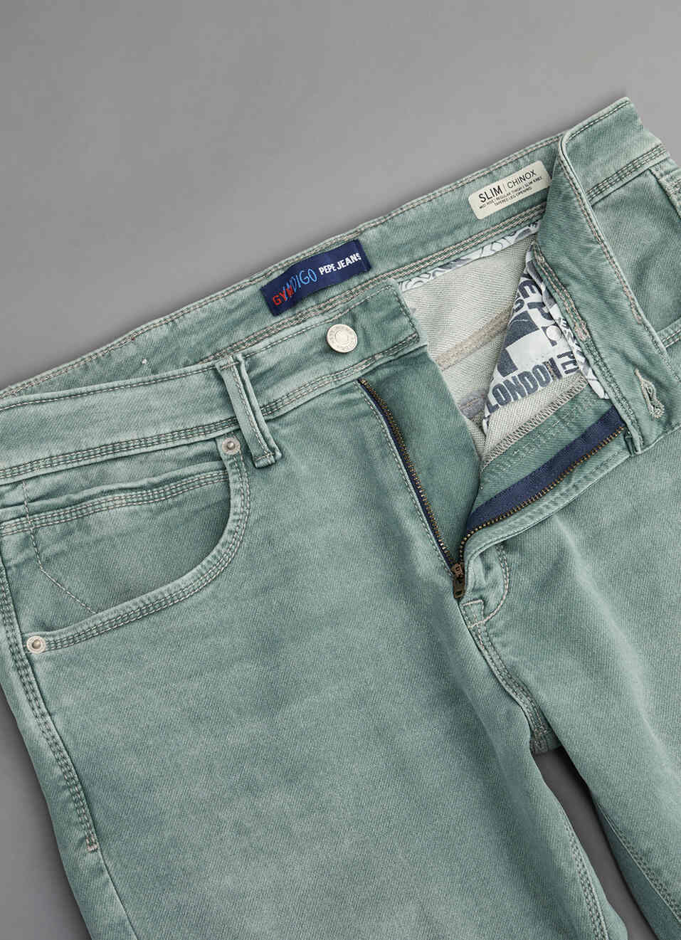 Men Sage Green Mid Rise Tapered Fit Jeans, , large image number 6
