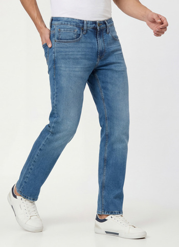 Men Blue Mid Rise Straight Fit All Clima Jeans