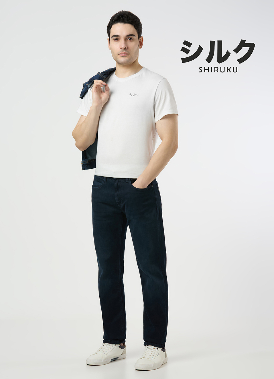 Men Blue Mid Rise Straight Fit Textured Jeans, , large image number 1