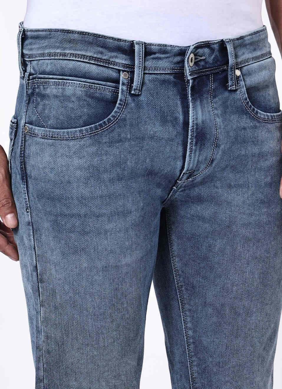 Men Blue Slim Fit Low Rise Stretchable Jeans, , large image number 4