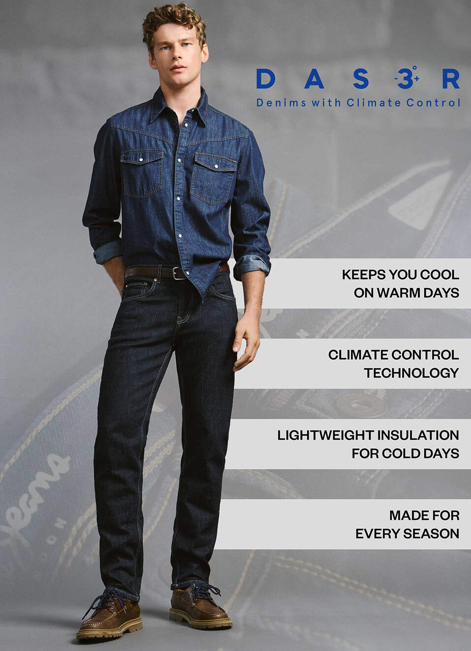 Men Blue Mid Rise Straight Fit All Clima Jeans, , large image number 5