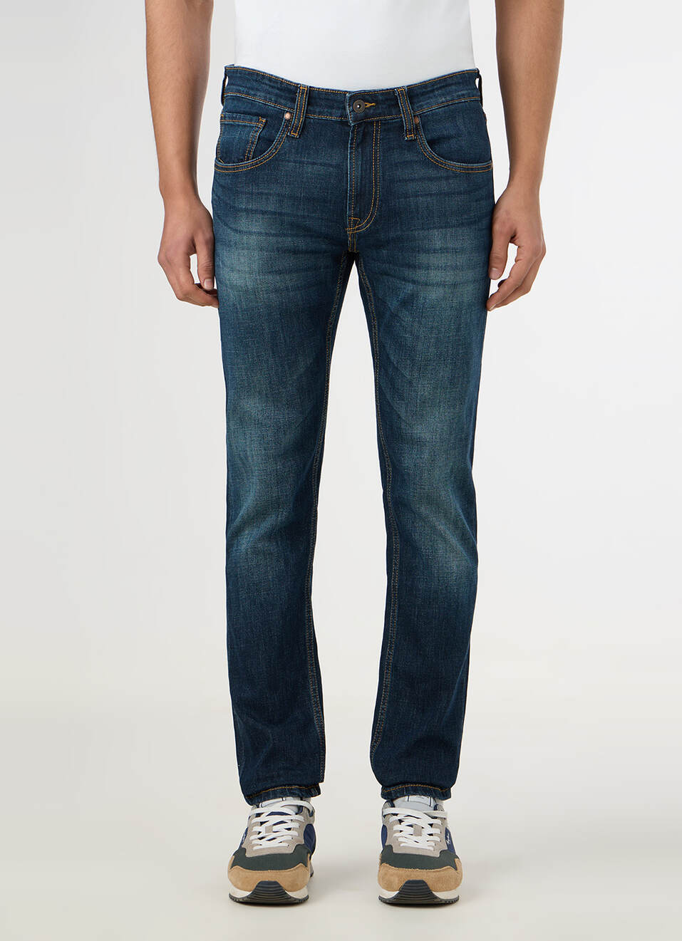 Men Blue Low Rise Slim Fit Stretchable Jeans, , large image number 2