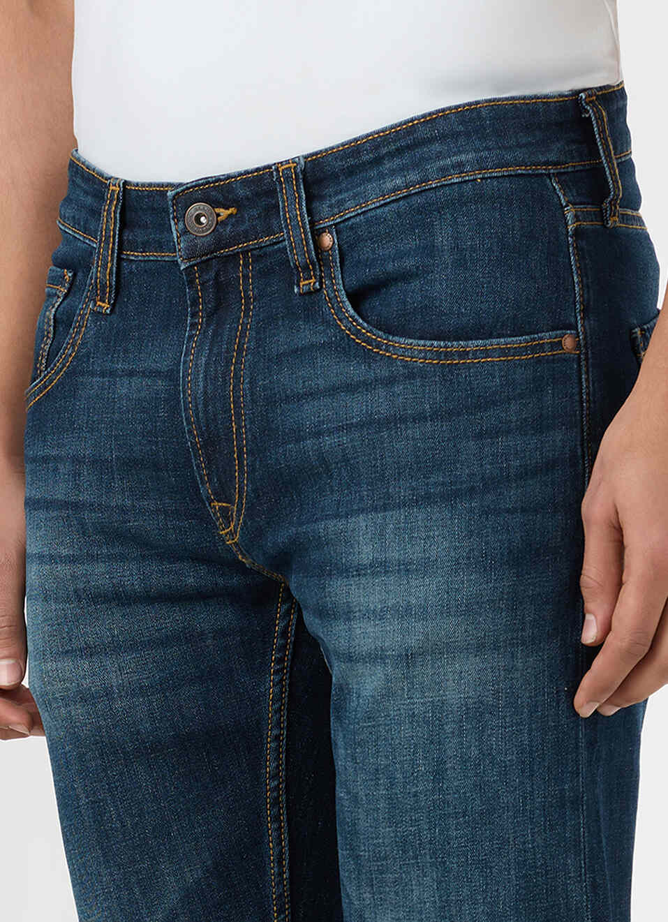 Men Blue Low Rise Slim Fit Stretchable Jeans, , large image number 4