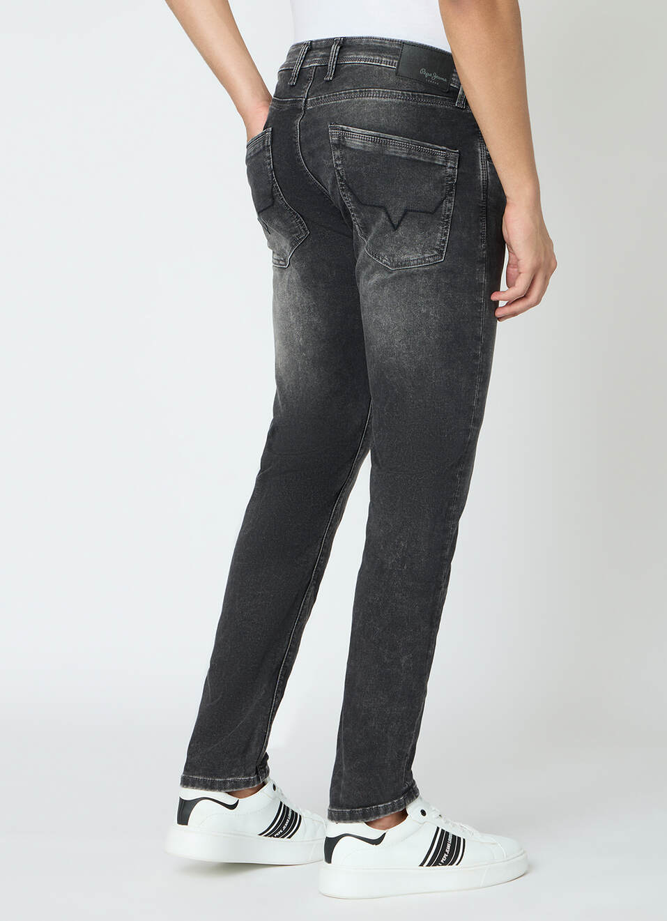 Men Black Slim Fit Stretchable Jeans, , large image number 3