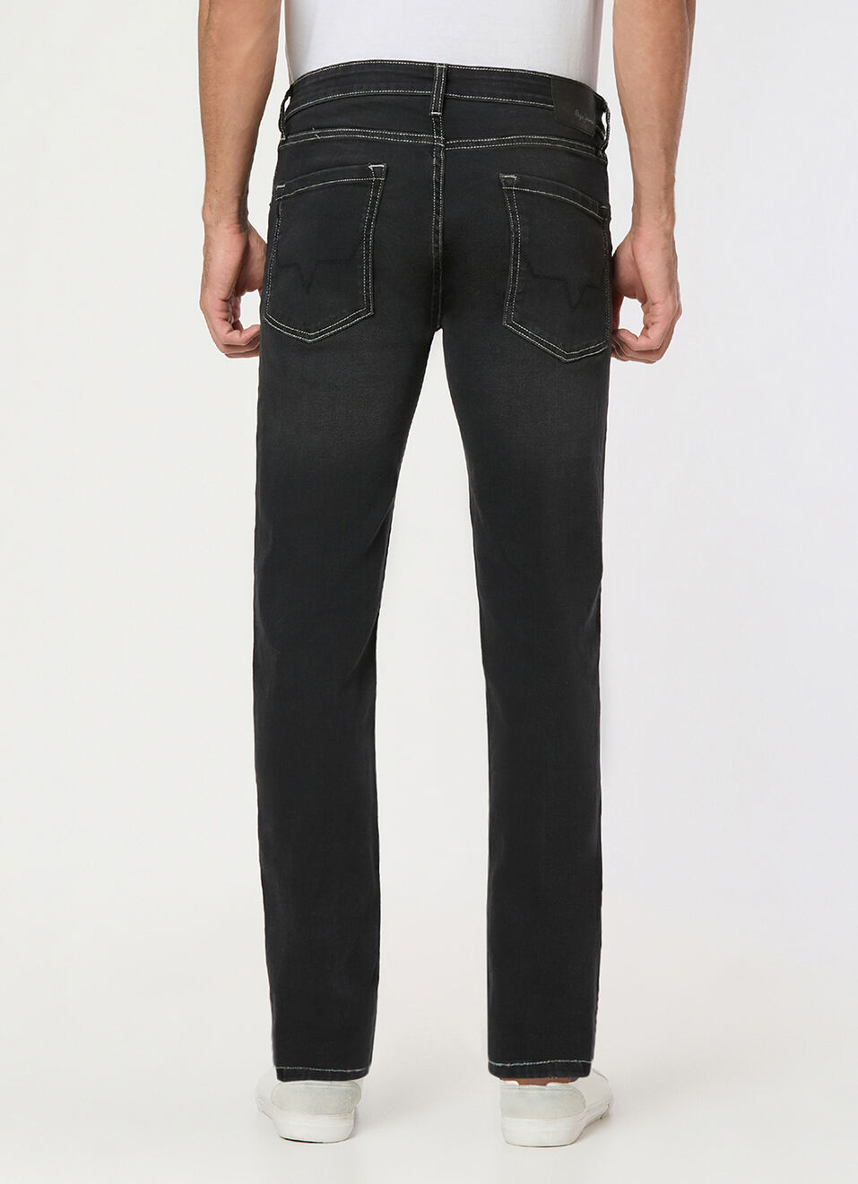 Men Black Mid Rise Slim Fit All Clima Jeans, , large image number 3