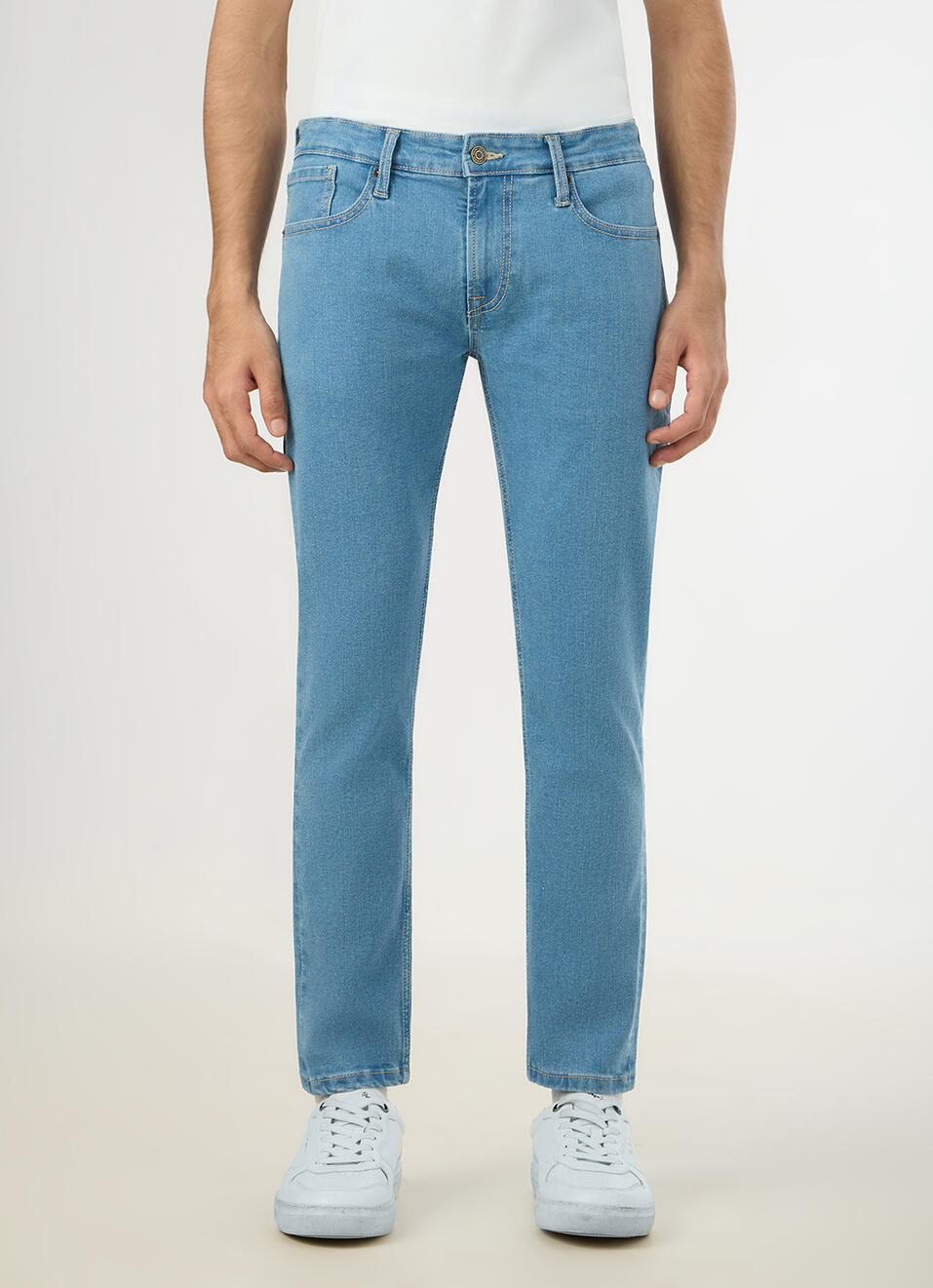 Men Blue Mid Rise Skinny Fit Textured Jeans, , large image number 2